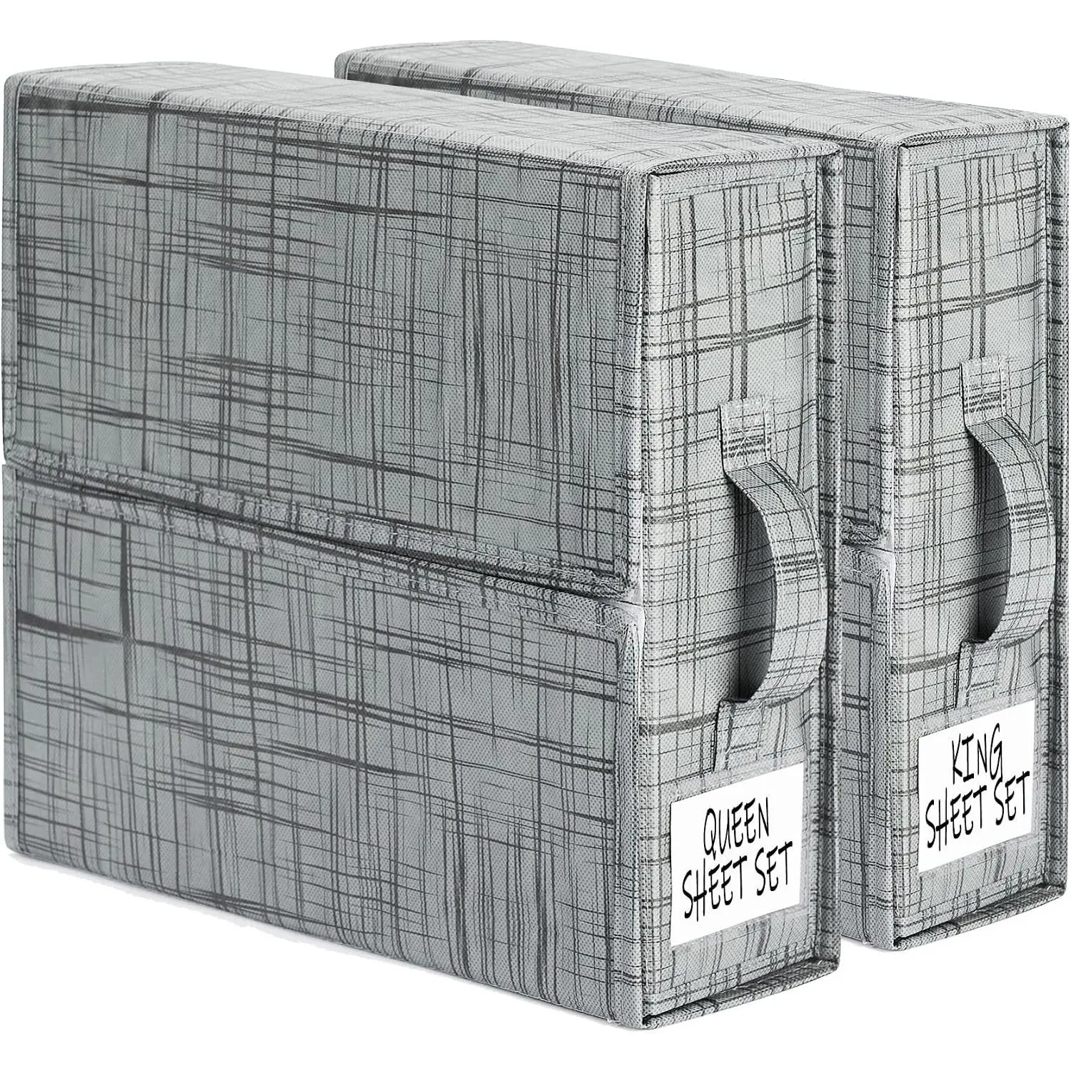 SheetCube Bed Sheet Organizers and Storage 2 Pack, Foldable Linen Closet Organizer, Bedding Folder Storage Box Container for Blanket, Duvet Cover Set, Bed Sheet Set -  Grey