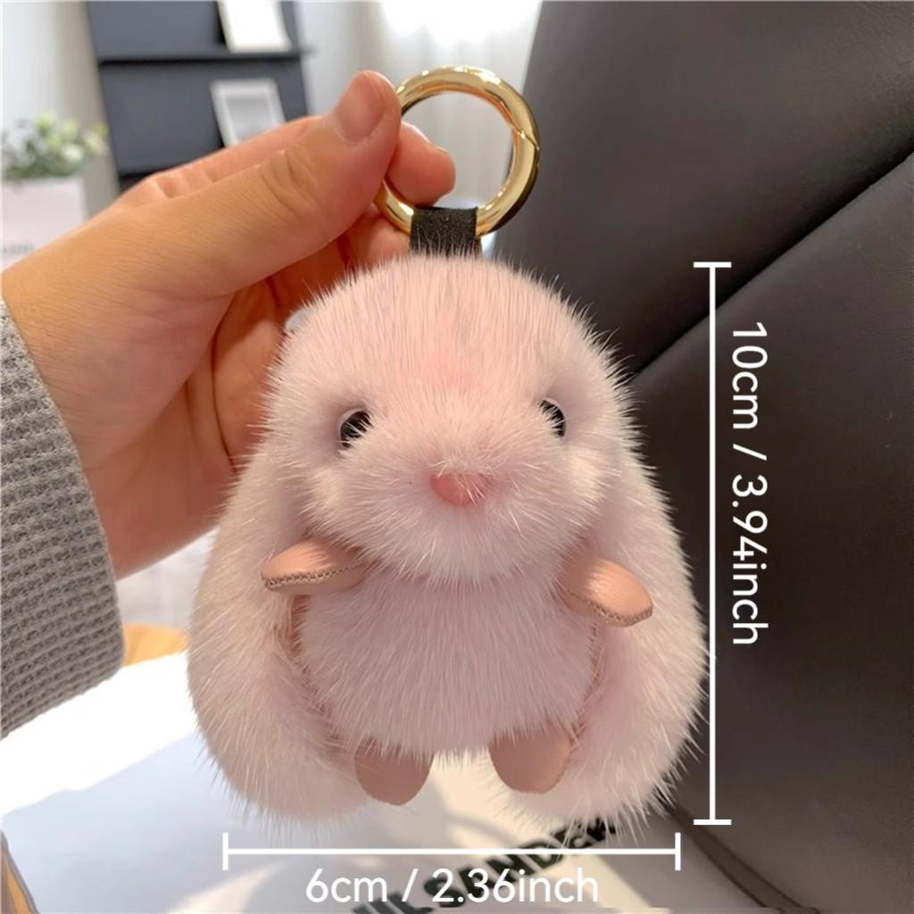 Cute Faux Mink Fur Bunny Keychain, Fluffy Bunny Keychain, Plush Car Key Ring, Bag Decoration, Holiday Gift, Soft and Adorable, Perfect for Gifts