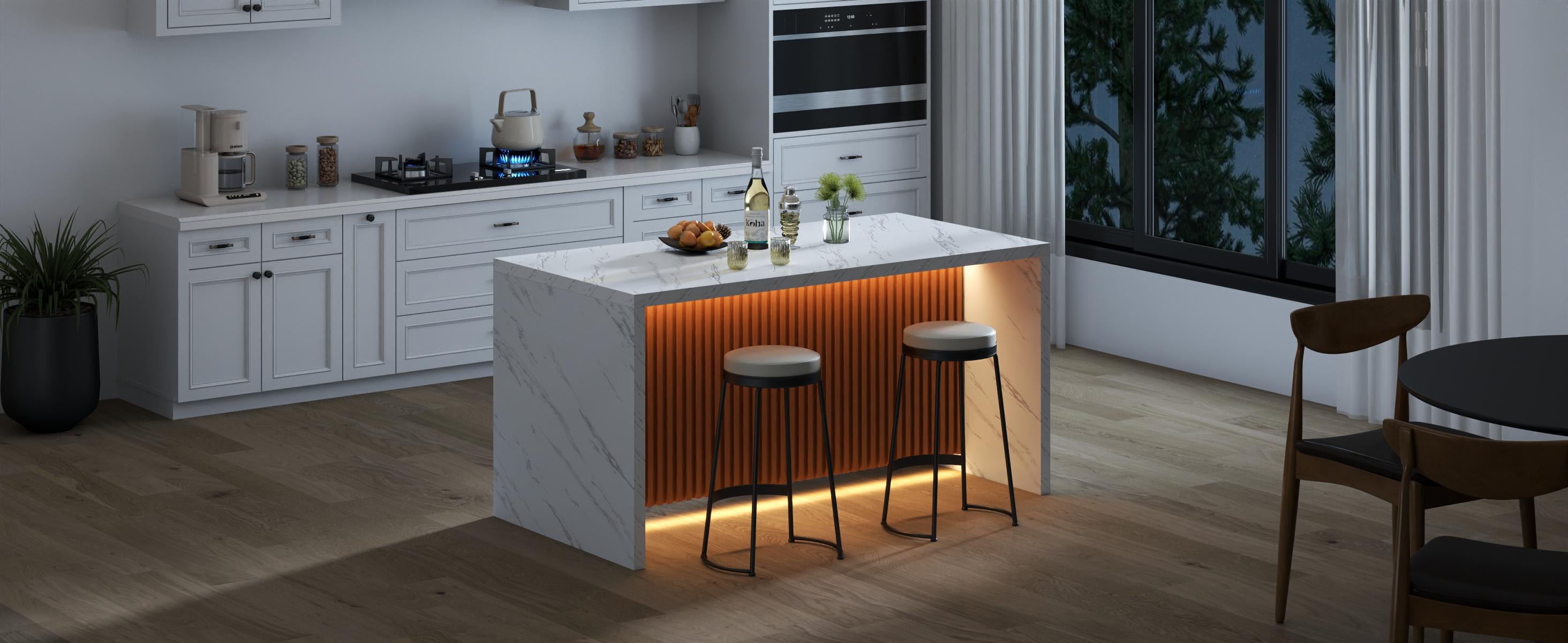 Large Imitation Marble Dining Table for 4-6 People，63" Island Table with LED Lights, Mordern Marble Stripes Dining Table with Grille design for Dining Room, Home, Office, Living Room, Easy Assembly