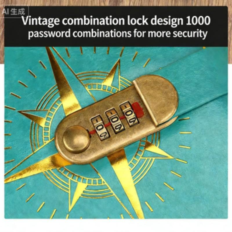 A5 Vintage Lockable Password Notebook, Minimalist Student Creative Journal, Adjustable Password, Privacy Protection, Retro Design