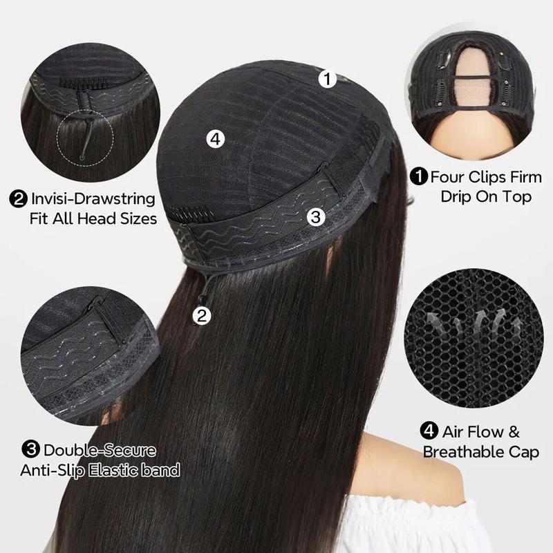 Mscoco Butterfly Layers Body Wave U Part Human Hair Wig Pull & Go Beginner Friendly 180 250 Density For Black Women Natural Black Color Wigs