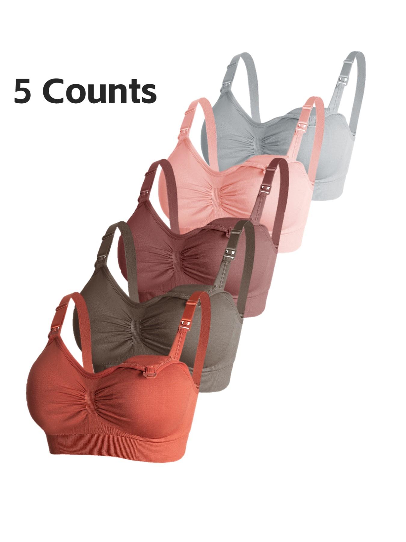 Maternity Solid Color Nursing Bra, Comfortable Breathable Adjustable Hook & Eye Closure Nursing Bra, Maternity Underwear for All Seasons