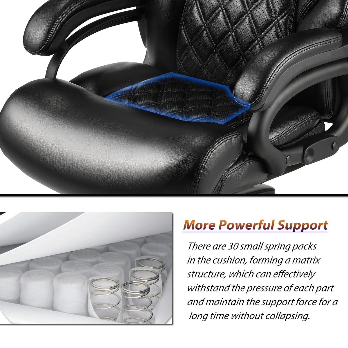 Okeysen Big and Tall 500lbs Office Chair Wide Spring Seat, High Back Large Executive Chair, Adjustable Lumbar Support Quiet Rubber Wheels Heavy Duty Metal Base, Office Chair for Back Pain