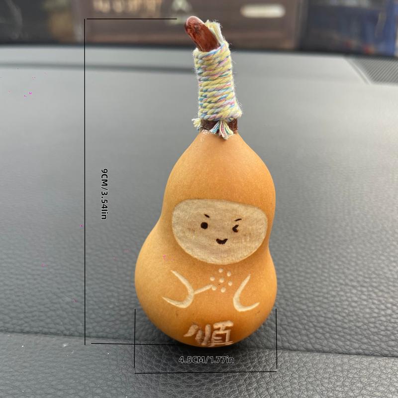 Natural Small Gourd Stencil Painting Hanging Decoration, Office Stress Relief Ornament, Lucky Emotion Stability Charm, Cute Heritage Craft