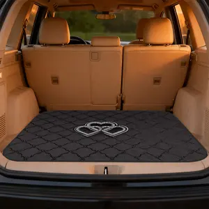 1pc, Universal Car Cargo Mat with Hearts on Dark Lattice graphic, trunk liner for SUV, sedan, wagon or crossover, suitable for picnic outings, transport, and stylish interior decoration | Vehicle Floor Mat, Car Floor Mats