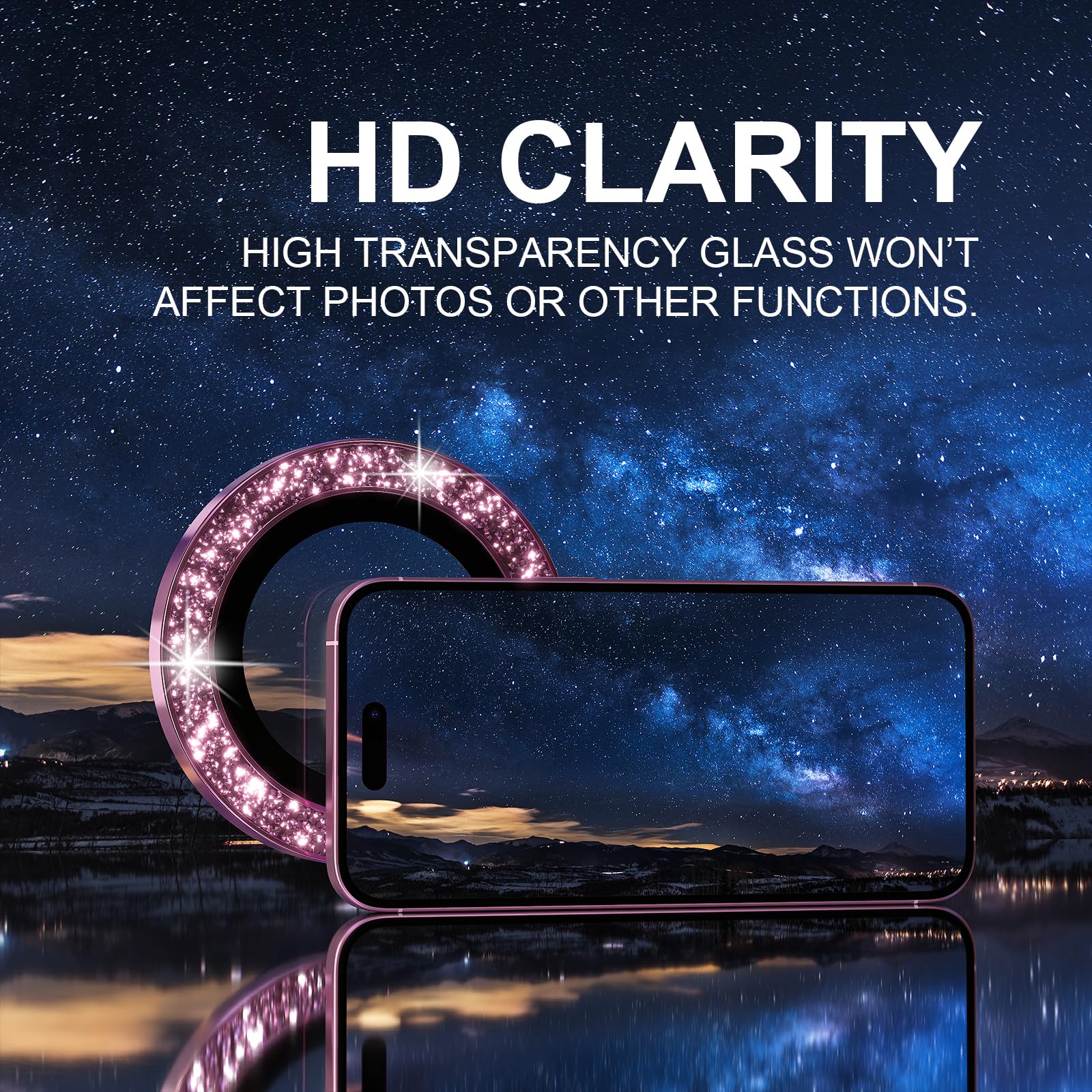 Camera Lens Protector Bling Compatible for iPhone 16 /iPhone 17 /iPhone 16 Plus , Protective 9H Tempered Glass Camera Cover Screen Protector Metal Ring Decoration Accessories