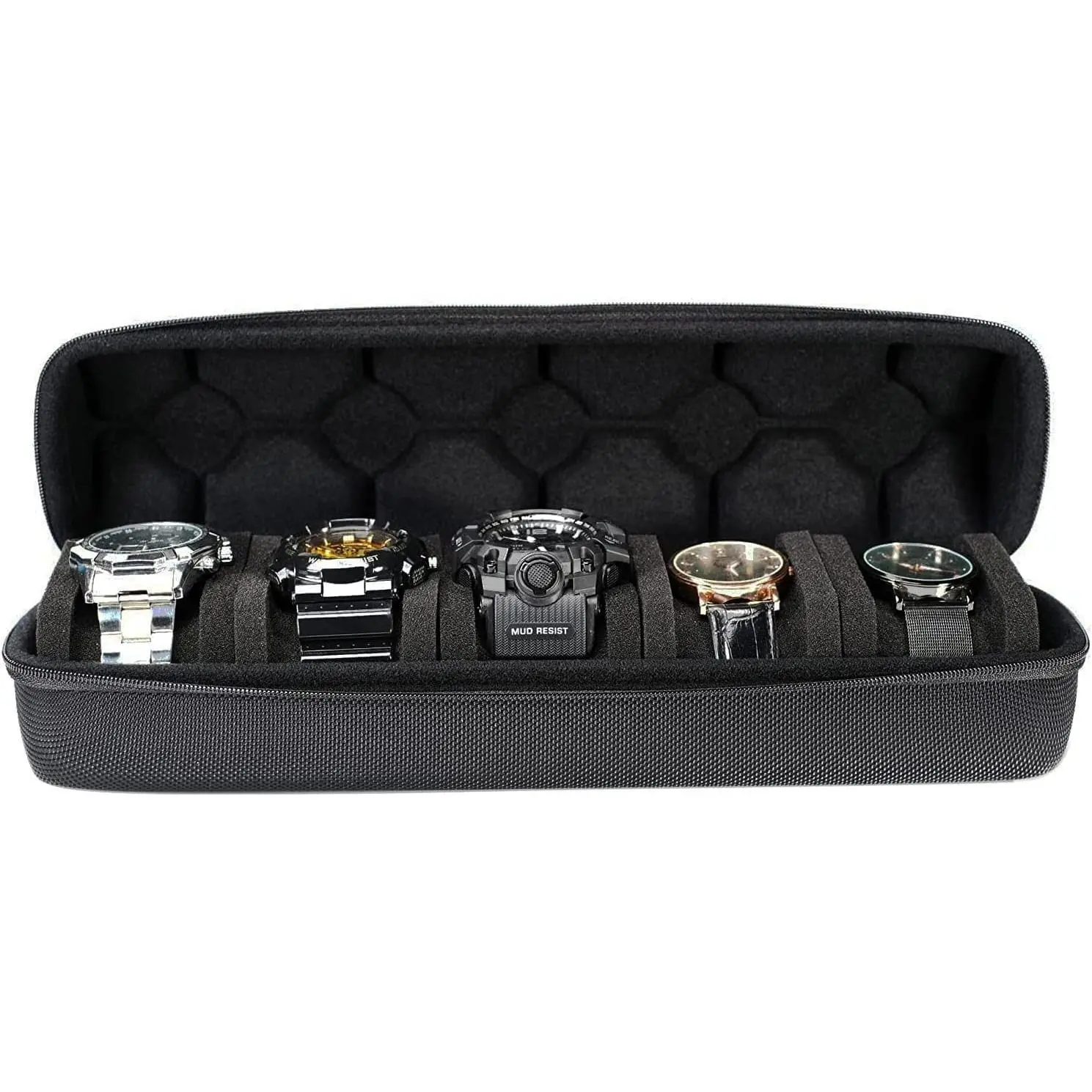 5 slots Watch Travel Case, Watch Case Storage box Organizer for Men and Women, with anti-move soft watch pillow