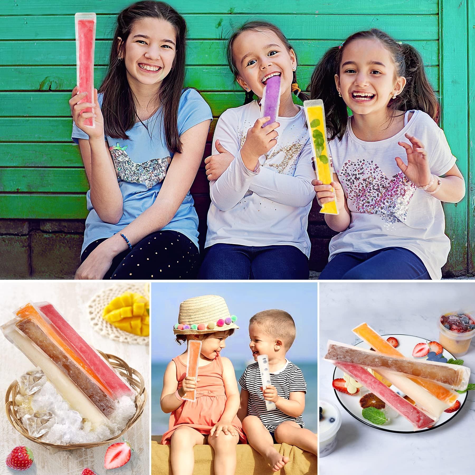 50/100 Disposable Ice Popsicle Mold Bags, Freezer Tubes with Zip Seals, Healthy Snacks Yogurt Sticks Juice Fruit Smoothies, Includes Funnel