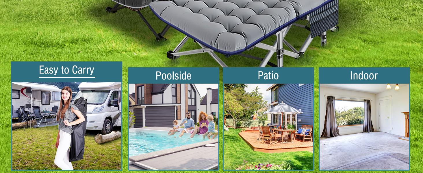 SLSY Oversized XXL Folding Camping Cot for Adults, 32'' Wide Folding Cot Bed for Sleeping with 2 Sided Mattress & Carry Bag, Tent Cot, Supports 900 lbs