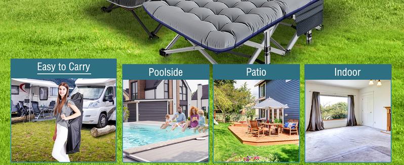 SLSY Oversized XXL Folding Camping Cot for Adults, 32'' Wide Folding Cot Bed for Sleeping with 2 Sided Mattress & Carry Bag, Tent Cot, Supports 900 lbs