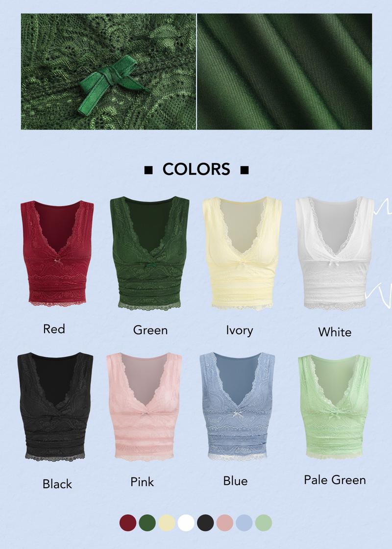 Cider [9 colors, size 0-10] Lace Crop Tank Top