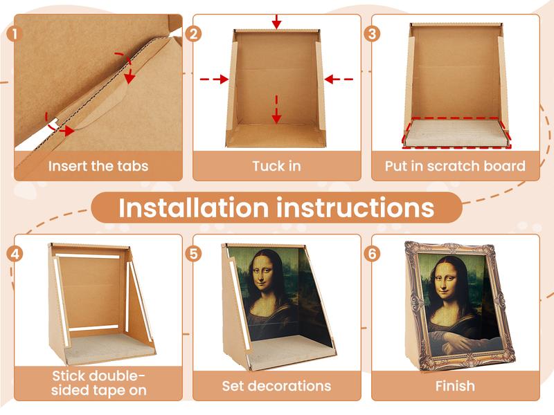 Vagascape Mona Lisa 4D Frame Cat House with Scratching Board, Famous Oil Painting Frame Cardboard Cat Bed, 2025 with Arm Front Panel, Easy-to-Assemble Bed Couch Cave Condo Creative Home Decoration, Animal Vagascape Mona Lisa 4D Frame Cat House with Scratching Board, Famous Oil Painting Frame Cardboard Cat Bed, 2025 with Arm Front Panel, Easy-to-Assemble Bed Couch Cave Condo Creative Home Decoration, Animal