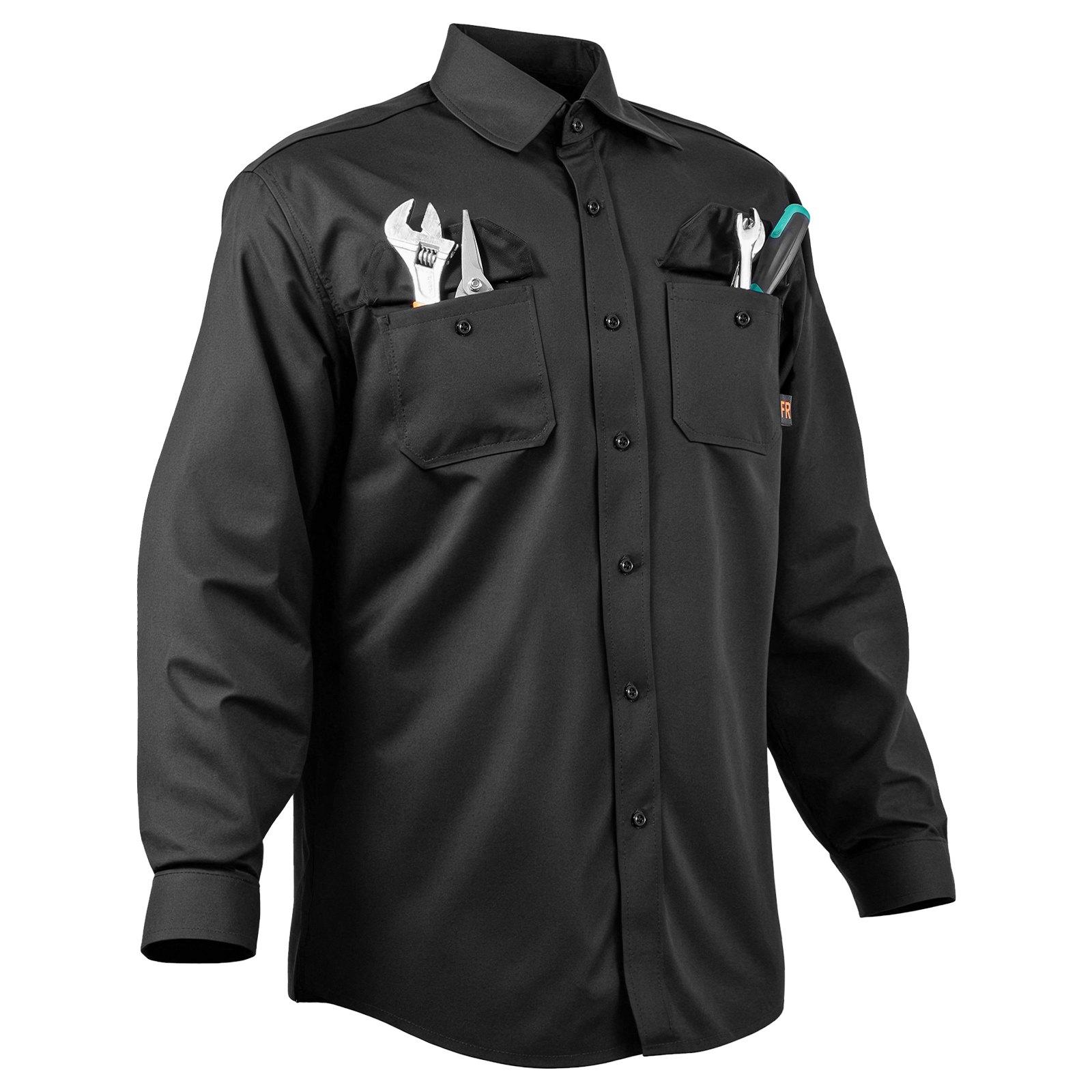 VEVOR Flame Resistant Welding Jacket, 7oz.FR Shirts for Men, Machine Washable Cotton Heat-Resistant Welding Shirt, Meets ATPV 9.2 Cal/cm² Arc Rating - XL Size