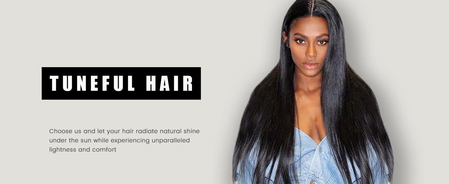 Tuneful Natural Black Straight Hair Wig For Women 13x6 Lace Frontal Wig 180% Density HD Tranparent Lace Front Wigs Human Hair P4/27 Pre Plucked 32 Inch