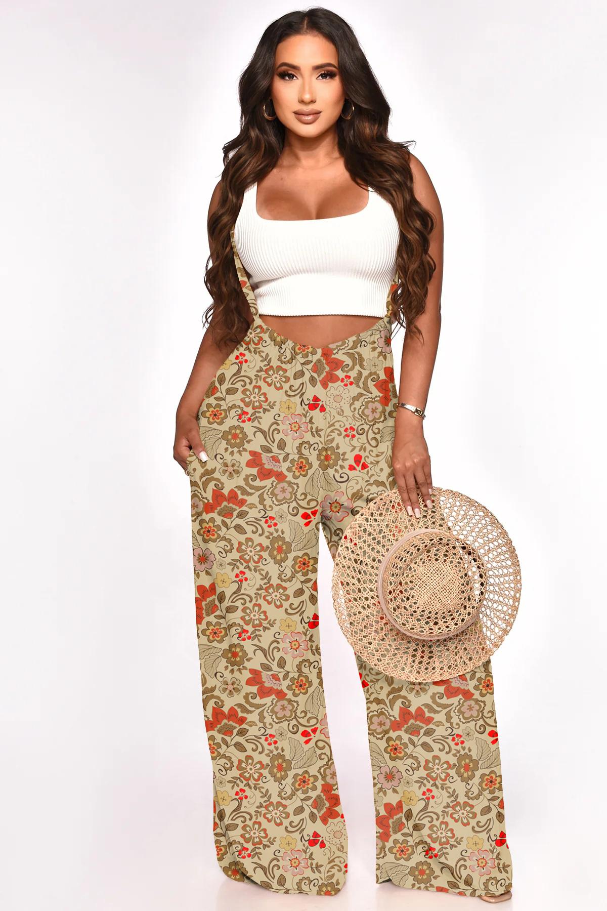 Women's Drawstring Tie Back Wide Leg Pocket Suspender Pants Casual Loose Fit Jumpsuit for Summer, Adjustable Design, Day Wear, Solid Color pants women linen pants