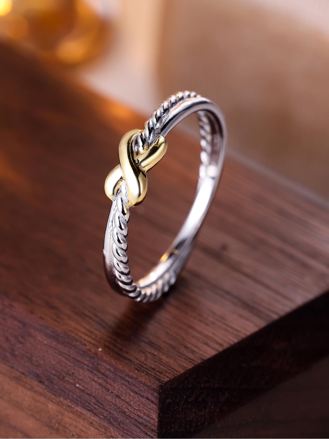 S925 Sterling Silver Fashion Cross Design Ring, Statement Ring, Fashion Jewelry for Party, Daily Decor, Trendy All-match & Exquisite Jewelry for Birthday Gift, Wedding Promise Rings, Dainty Stacking Rings