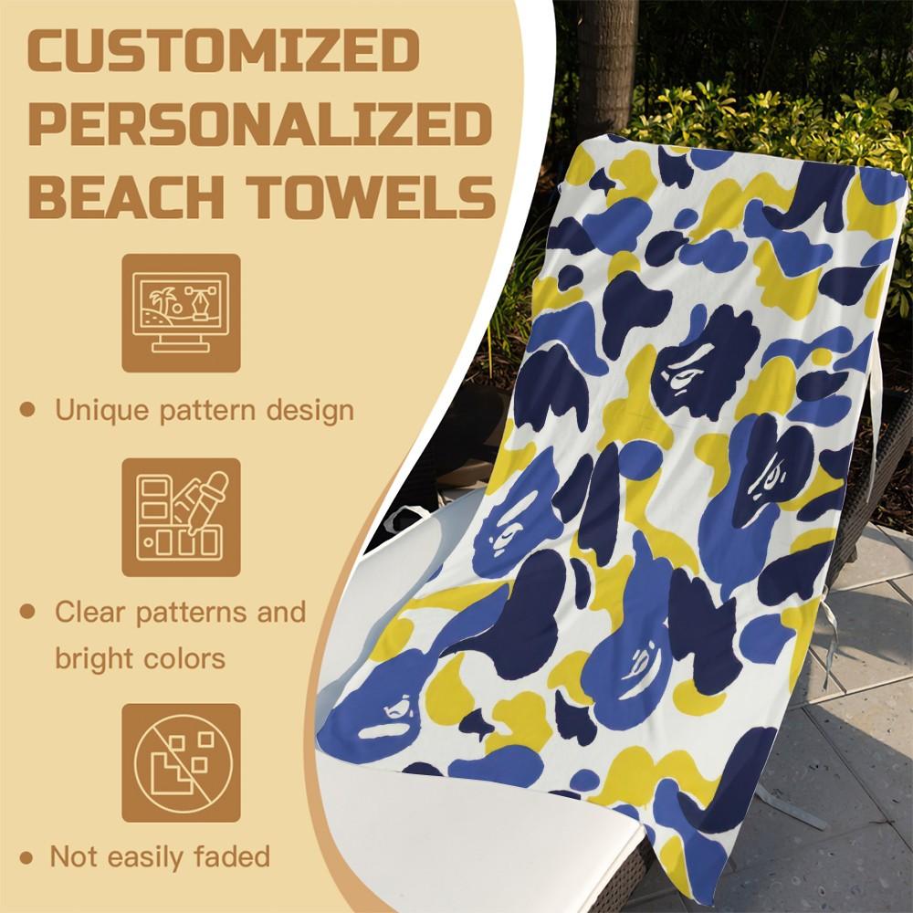 1Pc Classic Camouflage Beach Towel, High Density & Breathable, Super Absorbent Quick-Drying And Non-Sticky, Lightweight And Easy to Fold, Towel for Outdoor Beach, Camping And Swimming