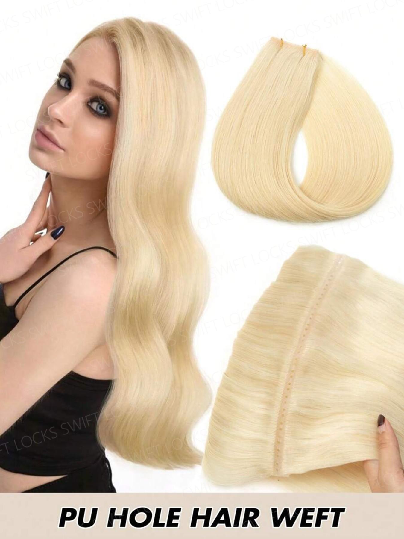 PU Hole Weft Human Hair Extensions Brazilian Human Hair 