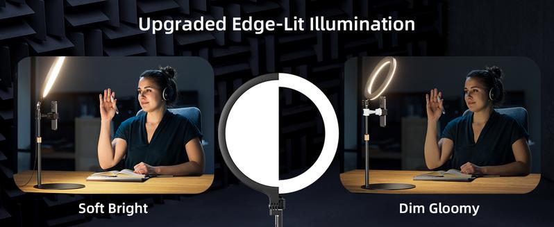 10.5" Ring Light with Stand, Weilisi Full-Screen Selfie Ring Light for Desk with Phone Holder, Adjustable Laptop Light for Video Recording, Zoom Lighting for Computer, Meeting, Live Streaming,