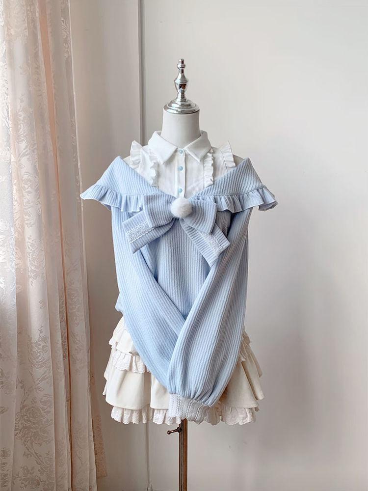 New Cute Slim Harajuku Autumn Outfits 2025 Japanese Sweet Lolita Kawaii 2 Piece Set Women Bow Patchwork Tops+ Cake Ruffle Skirts New Cute Slim Harajuku Autumn Outfits 2025 Japanese Sweet Lolita Kawaii 2 Piece Set Women Bow Patchwork Tops+ Cake Ruffle Skirts