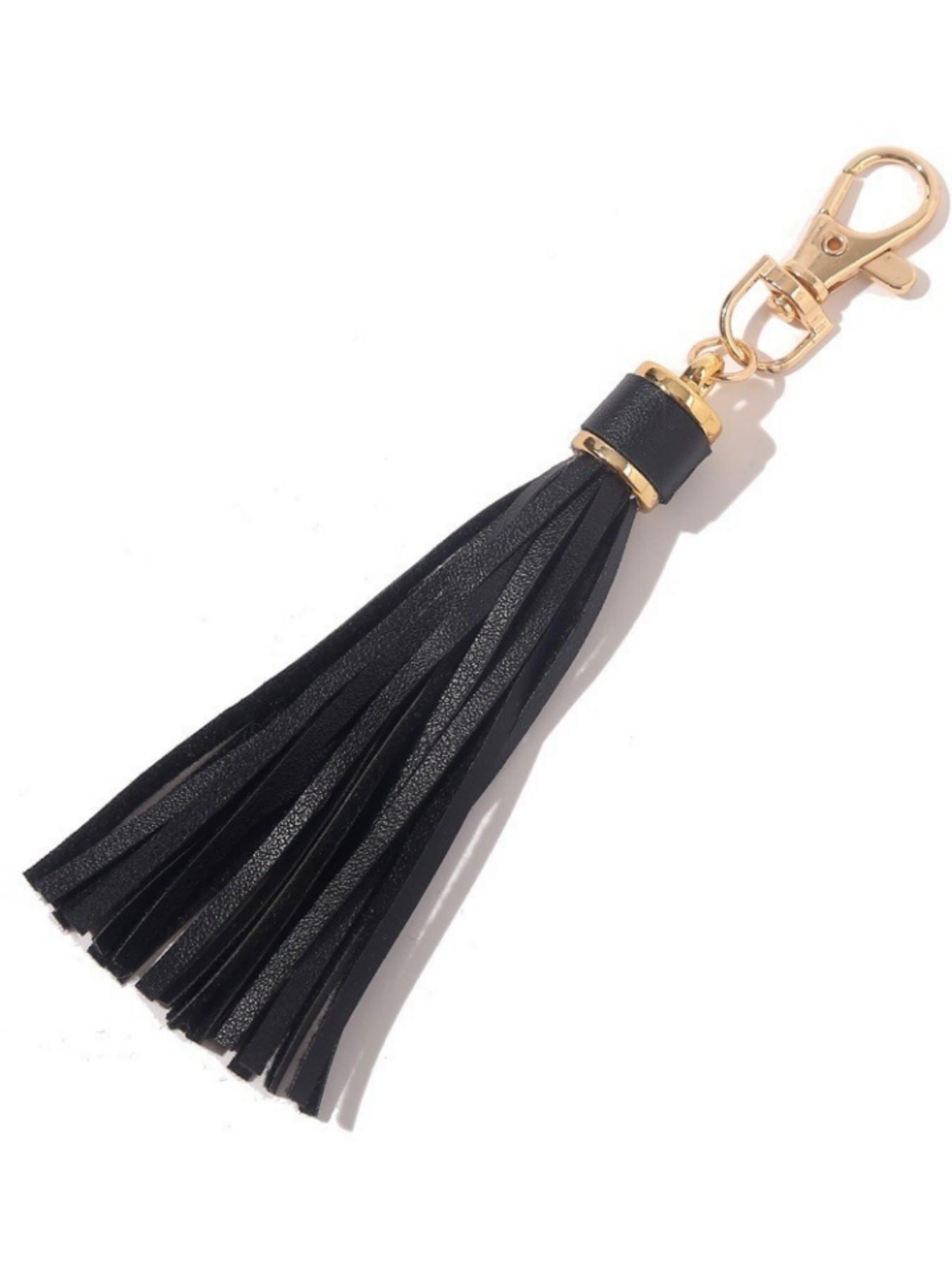 PU Leather Tassel Keychain, Silicone Bead Bracelet Keychain Accessory, Mother's Day Gift, Card Bag Charm, 1pcs