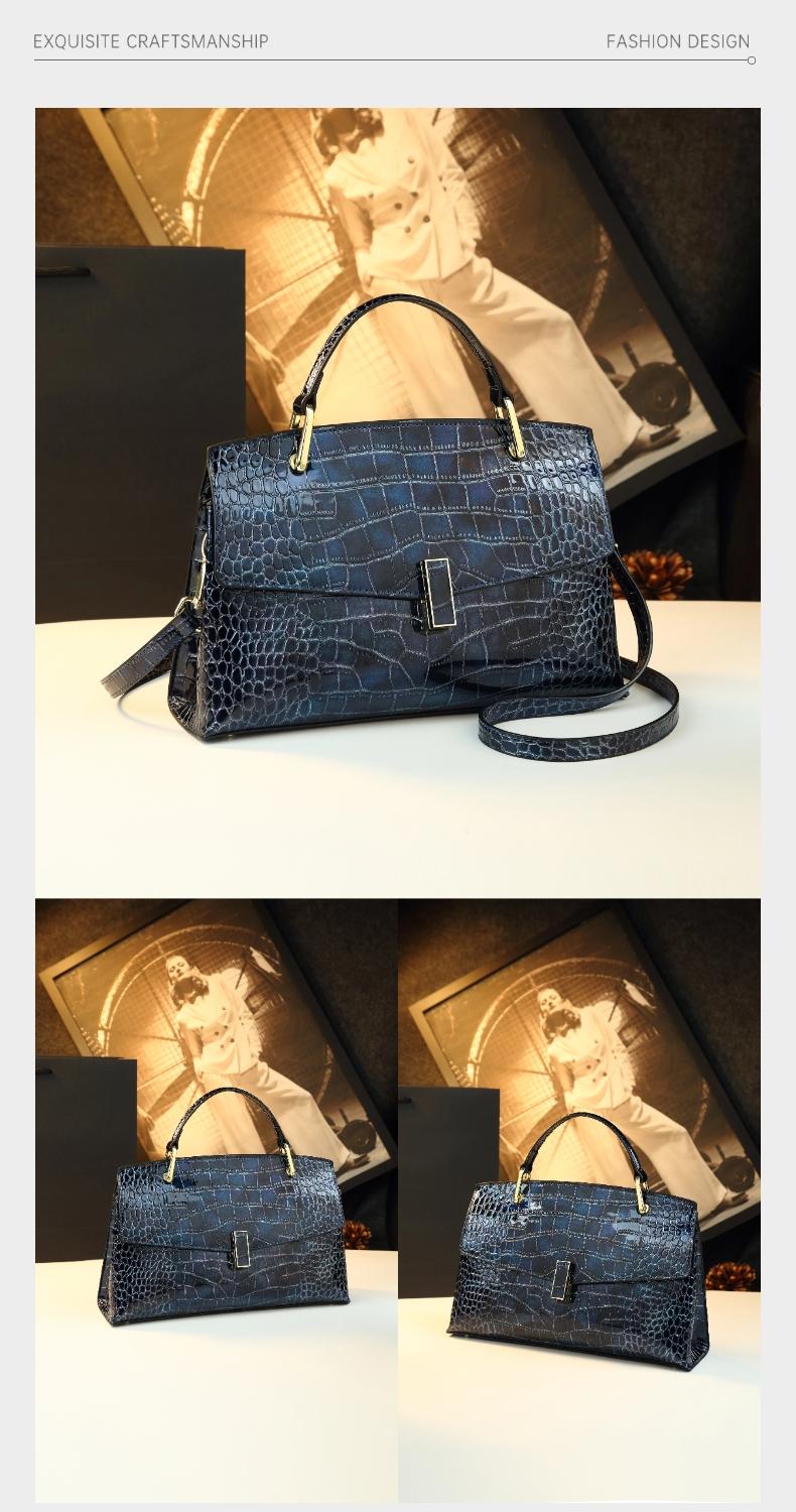 Luxury Wine Crocodile Texture Handbag, High-End Commuter Crossbody Bag, Elegant Mother Bag, Large Capacity Shoulder Bag