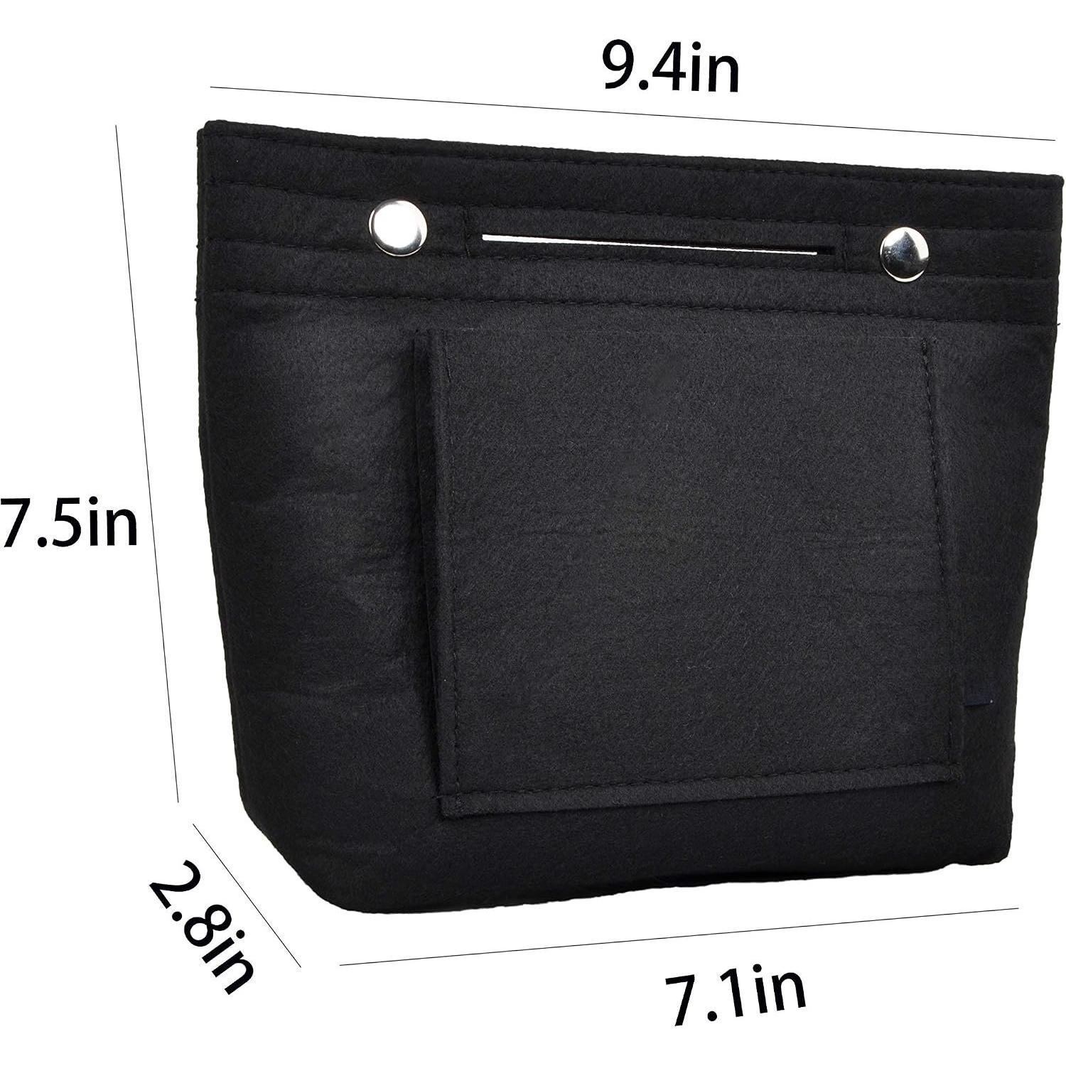 Mini Slim Small Felt Purse Organizer Insert Inside Handbag Tote Pocketbook for Women Black