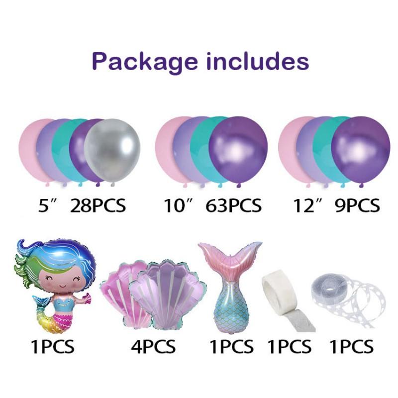Mermaid Theme Balloon Set, Mermaid Tail Latex Balloons, Birthday Party Decorations, Ocean Style Party Props, Fun and Colorful Design