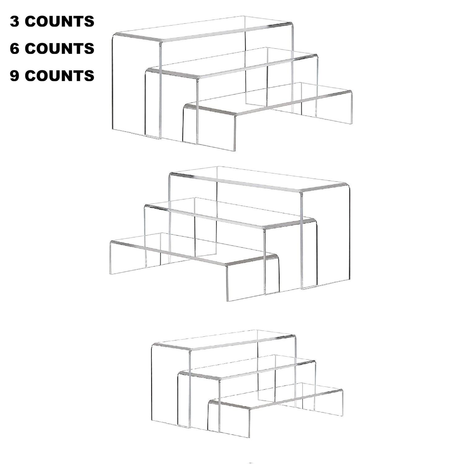 Rectangular transparent acrylic display stand, transparent multi-layer rack, suitable for weddings, business gatherings, tea breaks - cup cakes, sushi, a stylish and practical transparent plastic pastry rack (3/6/9 Pack)