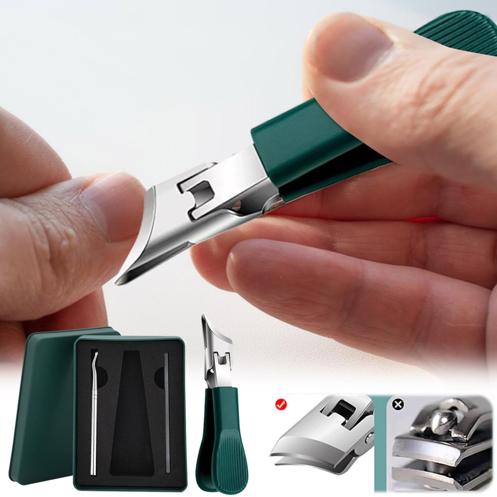 3-in-1 Eagle Beak Nail Clipper Set, Wide Jaw Anti-Splash Slanted Clipper, 25° Oblique Trimmer, Ingrown Toenail Clippers for Thick Nails, Perfect for Seniors