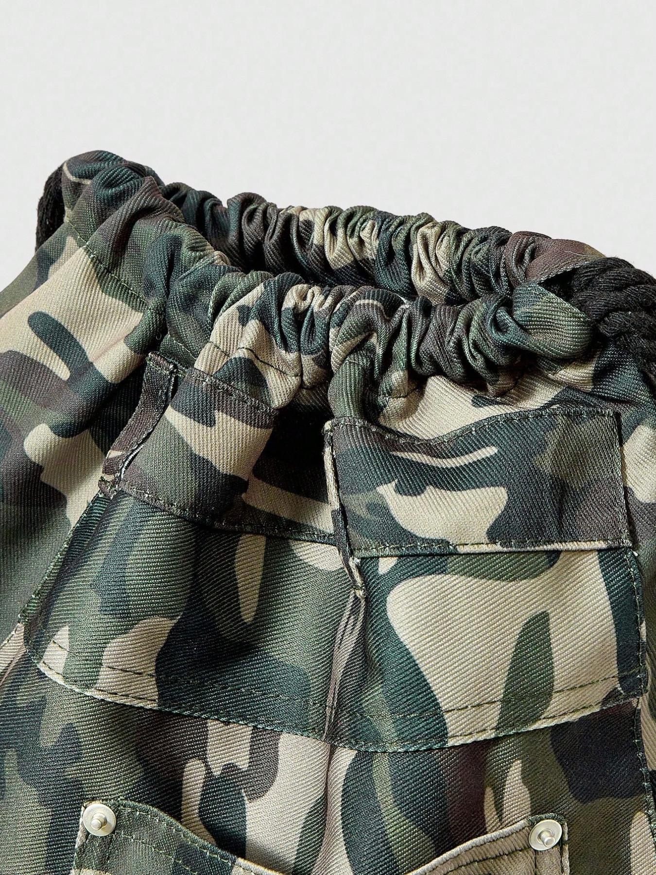 Camouflage Drawstring Backpack, Large Capacity Multi-Pocket Casual Unisex Bag, Suitable for Commuting, Social Events, Shopping