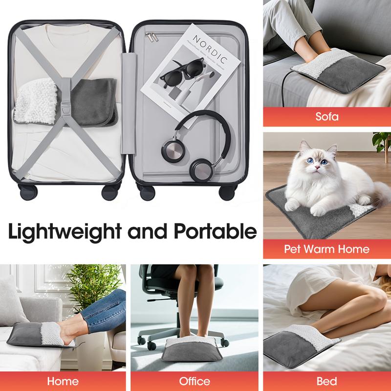 USB Plug-In Foot Warmer Pad Constant Temperature, Detachable Heated Foot Mat for Autumn Winter, Foot Heating Device for Cold Weather Use