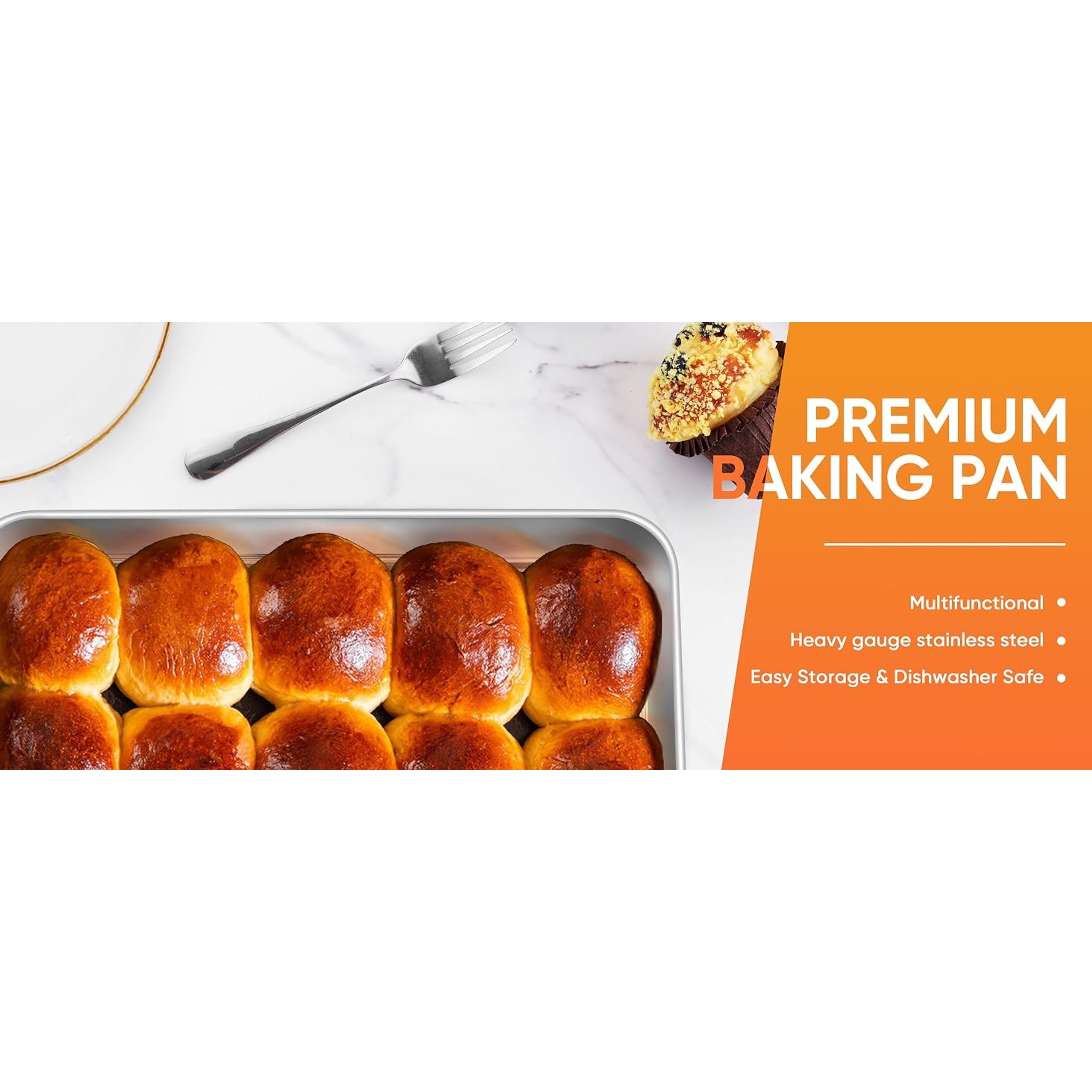 Rectangle Cake Pan Set of 2, 9 X 12 X 2 Inch Stainless Steel Baking Pan for Oven, Lasagna Brownies Casseroles Cakes Bakeware, Dishwasher Safe Rectangle Cake Pan Set of 2, 9 X 12 X 2 Inch Stainless Steel Baking Pan for Oven, Lasagna Brownies Casseroles Cakes Bakeware, Dishwasher Safe