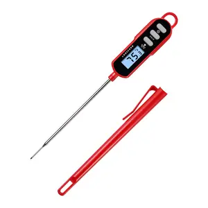 Digital Cooking Thermometer for Bread Baking, 5" Probe, Instant Read 2-3s, IPX6 Waterproof Food Thermometer with Backlight, for Liquid, Water & Meat (Red)