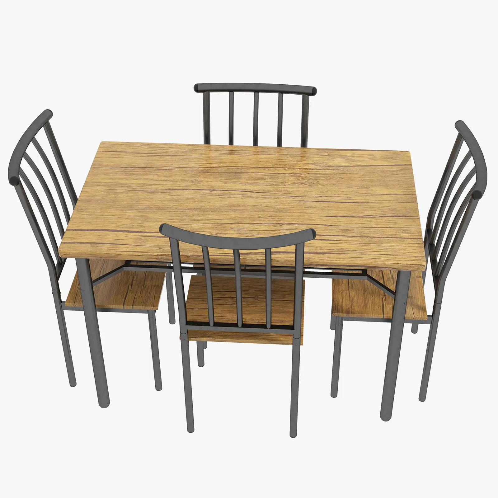 Rustic Brown 5-Piece Farmhouse Dining Table Set of 4, 47-Inch Table with Storage Shelf, 4 Chairs