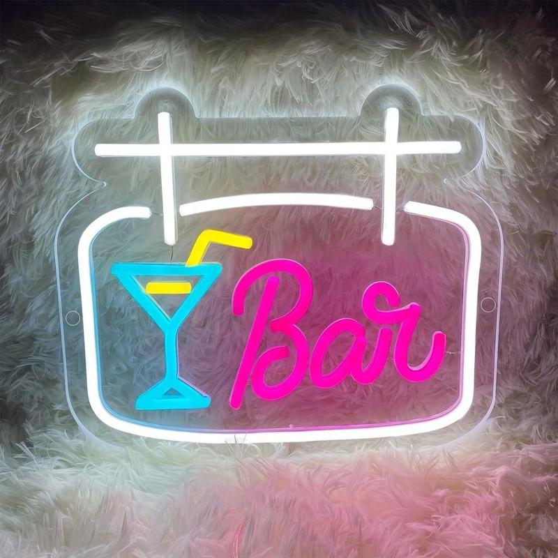 Bar Neon Sign Light, Cool LED Sign, and Blue, Adjustable Brightness, USB Wall Decor Art Atmosphere Lamp, Bedroom, Living Room, Bar, Shop