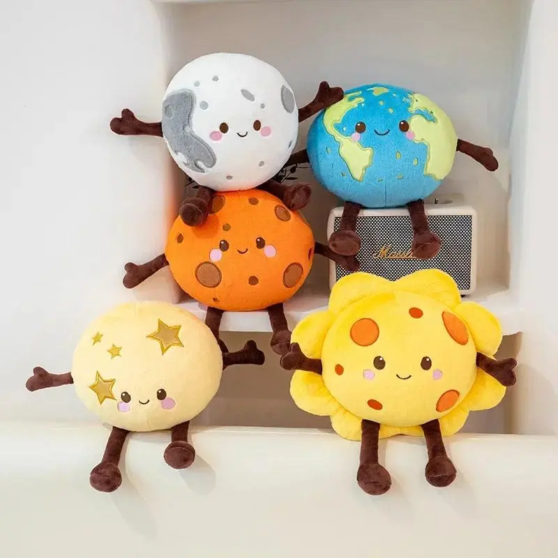 Hot Sale Cute Earth Moon Sun Mars Venus Saturn Plush Toys Soft Stuffed Planet Pendnat Doll Kawaii Keychain Bags Decor Funny Gift