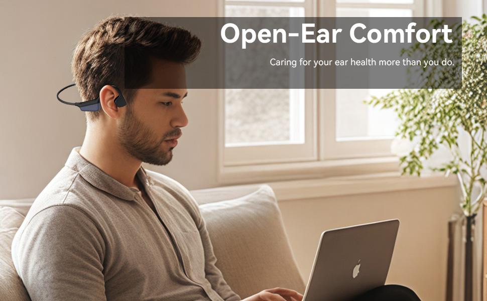 MZYMI i18pro Bone Conduction Neckband Wireless Earphones Headphones Sports Open Ear Headset With Mic Stereo Earbud Audio Black