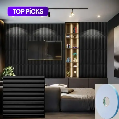 Striped Pattern PVC 3D Accent Wall Panels with Tape, Decorative Wall Panel Roll for Interior Walls, Living Room, Bedroom or Study Room Home Decoration, Striped Wallpaper Board #GLOBAL PICKS