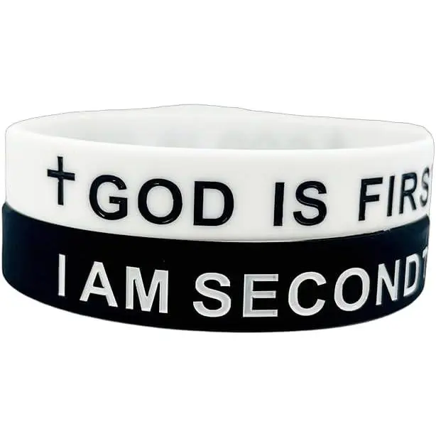 GOD IS FIRST IM SECOND Inspirational Bracelets Christian Faith Rubber Bracelets for Women Men Engraved  Verses   Wristband Religious  Gifts