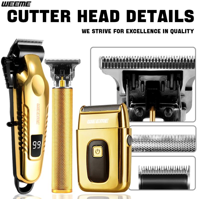 WEEME Men's Electric Shaver Set, Beard Hair Shaver, 2/3/4pcs Rechargeable Trimmer Kit, USB Charging, T-Head Design, Perfect Gift for Father Husband Boyfriend