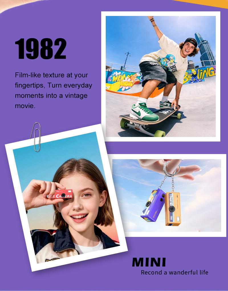 Digital Camera 180° Flip Screen Selfile Keychain Camera Retro Support Memory Card HD Very Small Camcorder Video Recorder Mini HD Digital Keychain Camera