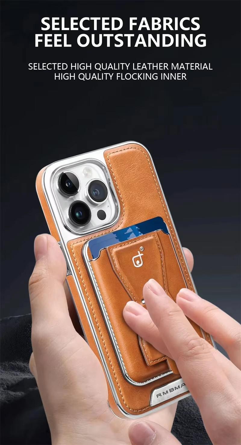 For iPhone 15/14/13/12 phone cases, high-end business leather cases, magnetic （2 Cards Only）bracket cases  nhkb111