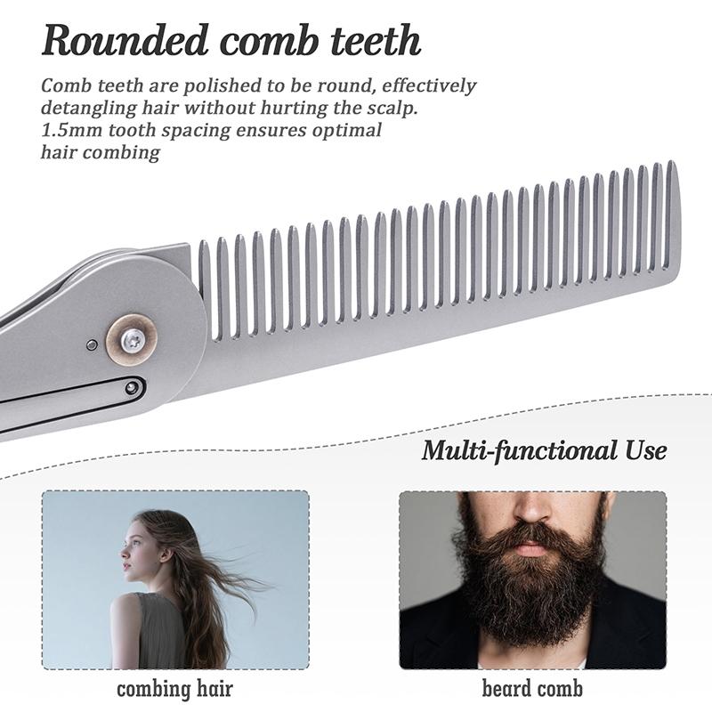 Boundless Voyage Titanium Hair Comb, Ultra-Light Portable Massage Bang Beard Comb, Anti-Static Metal Comb, Styling Tool, Hair Styling Tools, Combs For Hair Stylist, Barber Comb