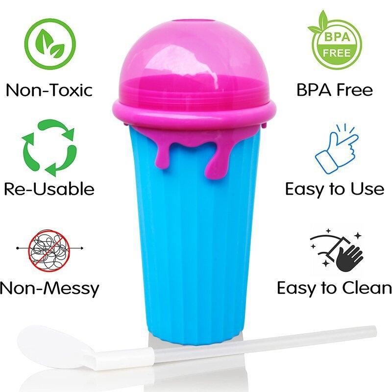 Magic Slushy Maker Squeeze Cup Slushie Maker,Slushie Maker, Large Capacity Magic Quick Frozen Smoothies Cup, Double Layer Squeeze Cup Slushy Maker, Homemade Milk Shake Ice Cream Maker DIY for Children and Family