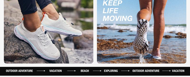 KOLILI Women's Quick Dry Watershoes Aqua Sock Barefoot for Beach Swim River Pool Lake Hiking Kayaking Surfing Best for Water Sports Travel & Walk