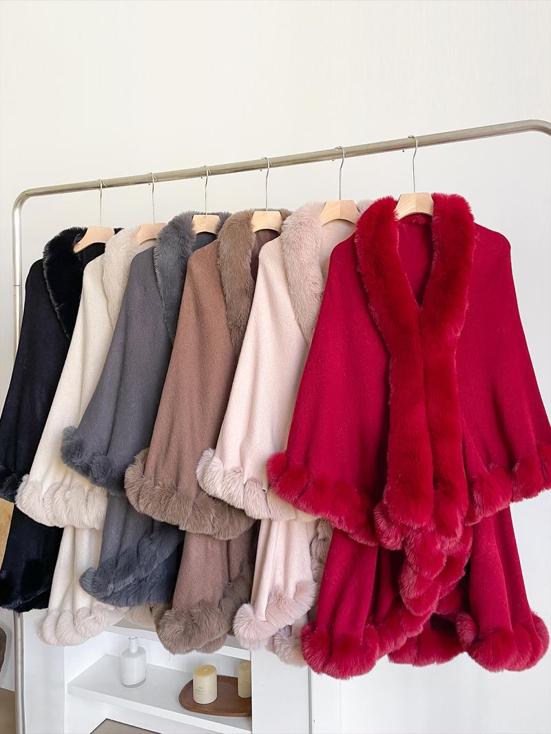 Women's Elegant Fashion Solid Color Thick Shawl, Fluffy Soft Scarf, Warm Fall & Winter Accessory, Fitted Style, Plain Pattern, Perfect for Cold Weather