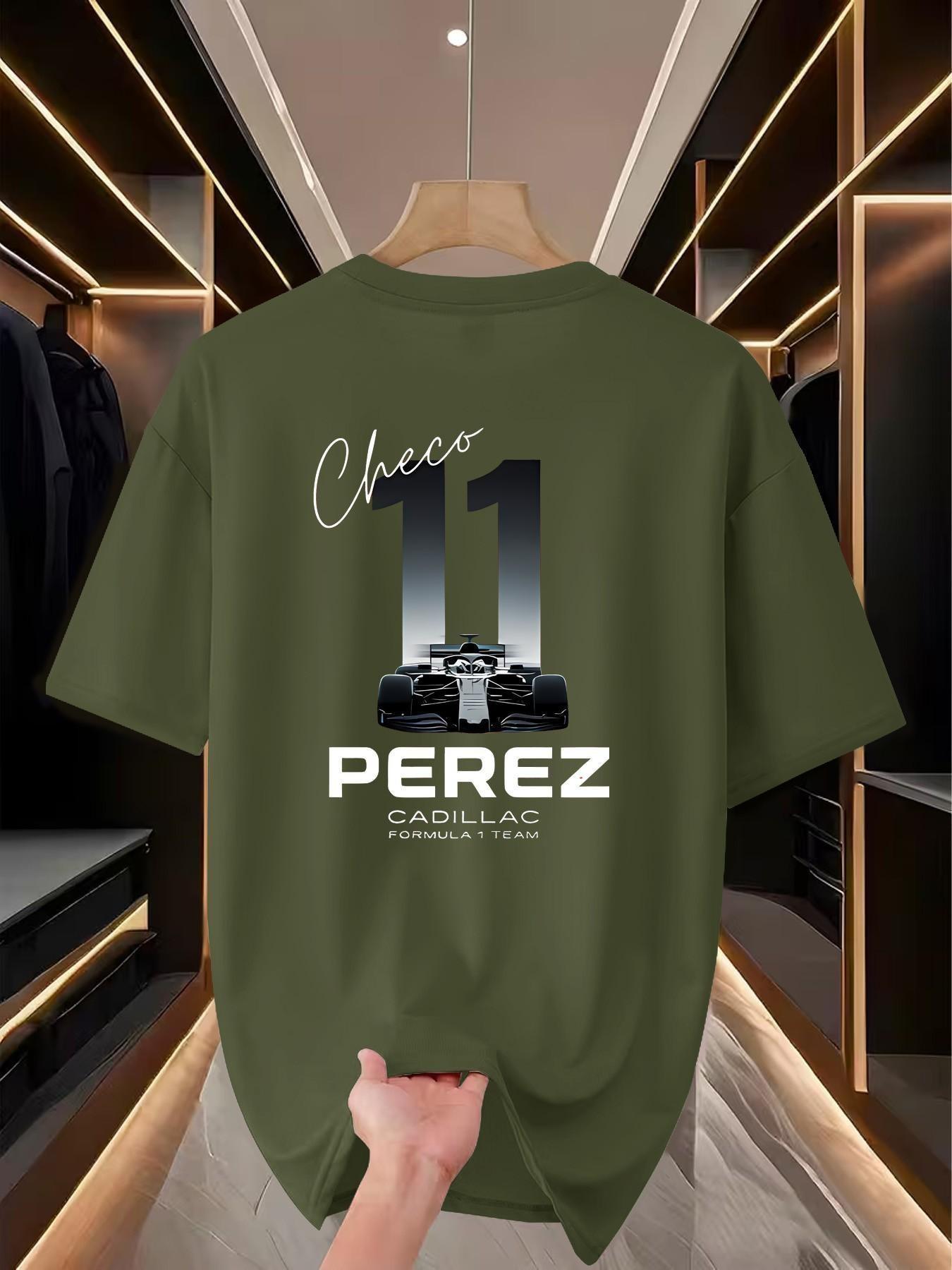 Cadillac F1 Racing Theme Print Short Sleeve, Casual Tee for Race Fans, Perfect for Watching Races, Daily Commute, Parties