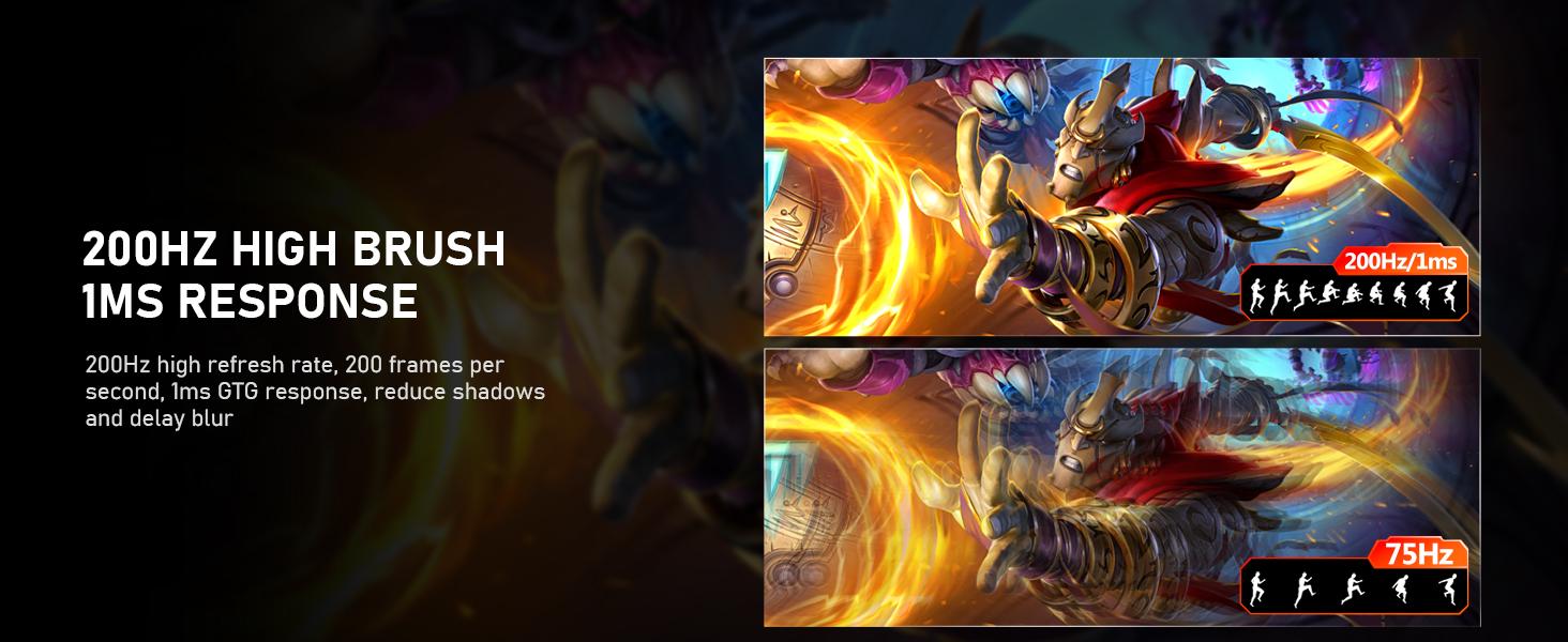 24.5 Inch IPS PC 200Hz Gaming Monitor, FHD 1080p Screen, 1ms Without Bezel, freesync, 178 ° Angle View, 99% sRGB,HDMI、DisplayPort, Compatible with Wall mounting 75 * 75MM - Black 24.5 Inch IPS PC 200Hz Gaming Monitor, FHD 1080p Screen, 1ms Without Bezel, freesync, 178 ° Angle View, 99% sRGB,HDMI、DisplayPort, Compatible with Wall mounting 75 * 75MM - Black