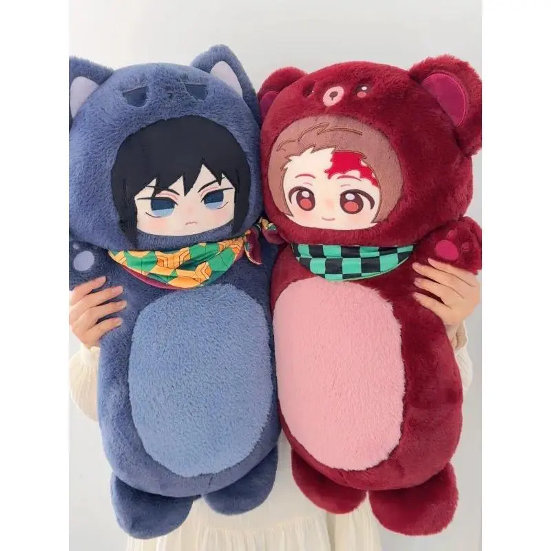 2026 New hot item Tanjiro Kamado Plush Pillow Soft  Detachable Scarf Nezuko Kamado Throw Pillow Cute Fluffy Home Decor Decoration Collection Gifts
